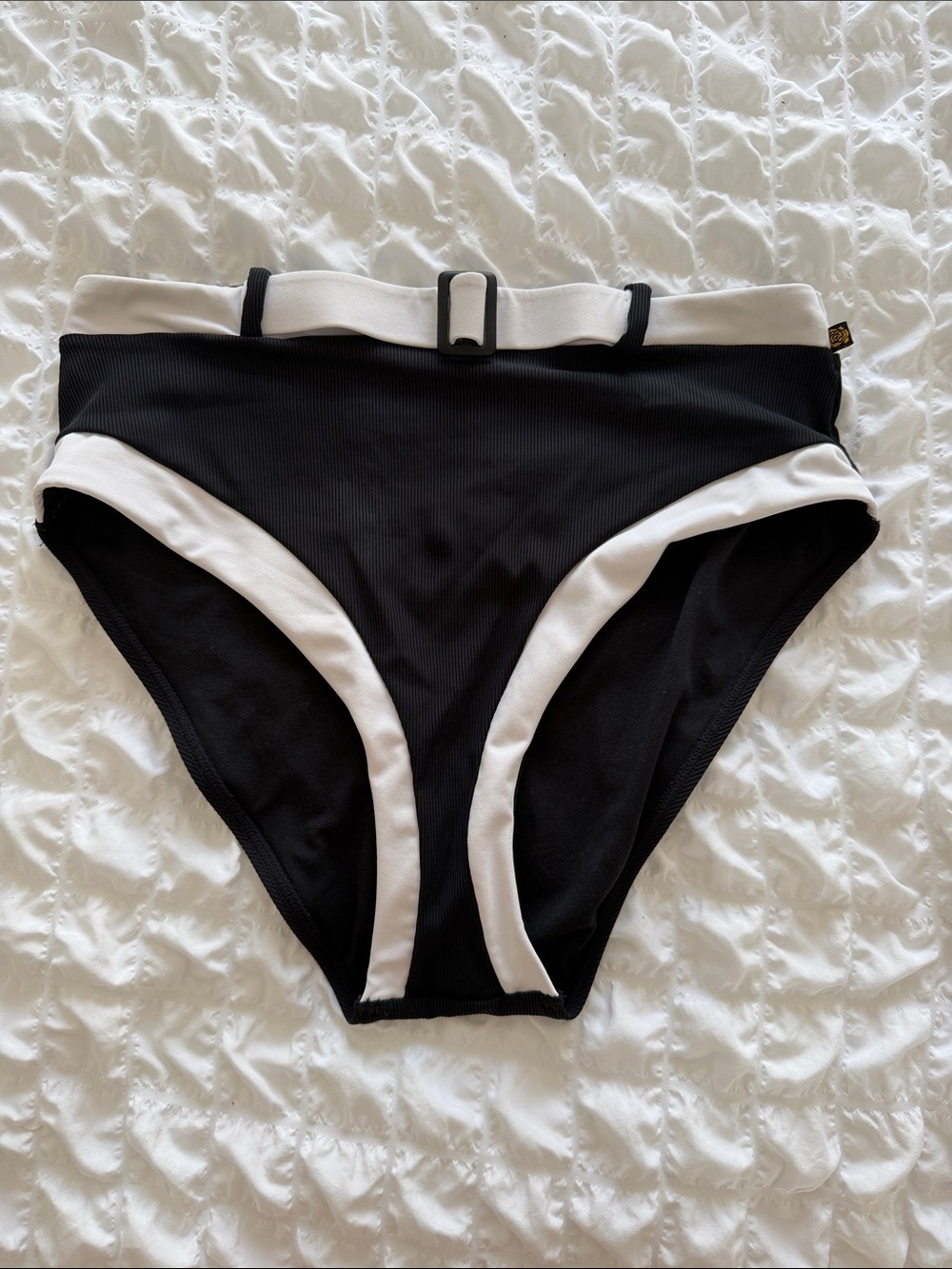 NWOT Black and White High Waist Bikini Bottom